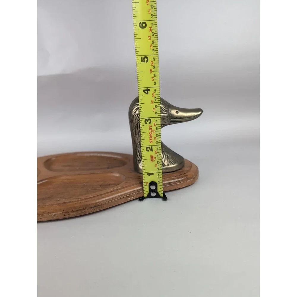 Brass Duck Wood Valet Tray Dresser Desk Catchall Jewelry Organizer 10
